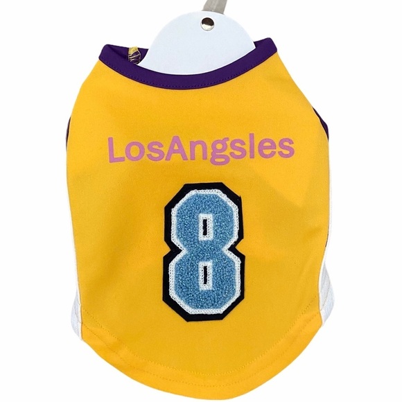 LA LAKERS Pet Jersey #8 Blooper Issue New w/flaw - Picture 1 of 9